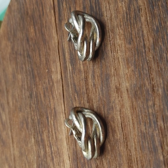 Birds nest silver tone vintage earrings E2113 - Picture 1 of 4